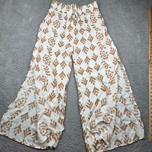 Salty‎ Lemon Anthropologie Wide Leg Flowy Boho Toffee Print Size L Women's